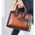 Bolsa de Negócios Vintage Esfregada à Mão, Sofisticação e Durabilidade para Profissionais, Couro Genuíno, Estilo Clássico e Atemporal. — foto 8