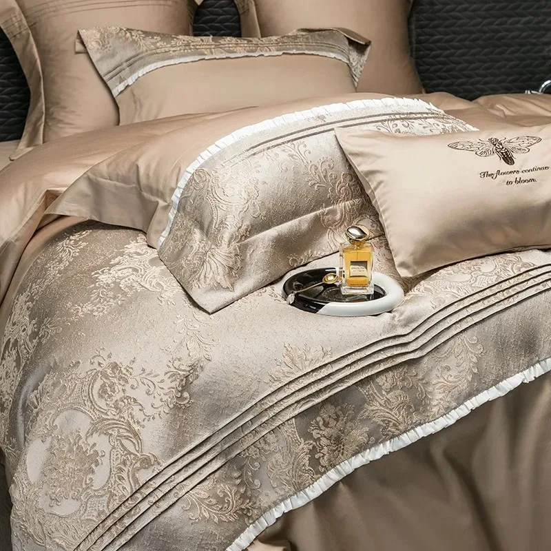 Jogo de cama quatro peças algodão fibra longa com colcha jacquard, lençol e roupa de cama, para uma noite de sono superior. — foto 16