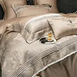 Jogo de cama quatro peças algodão fibra longa com colcha jacquard, lençol e roupa de cama, para uma noite de sono superior. — foto 16