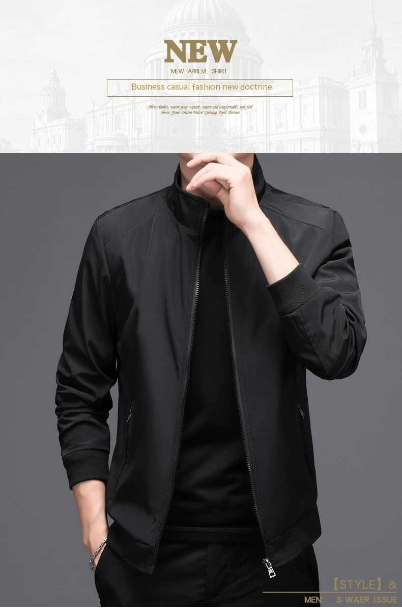 Title 2, Mens Fleece-Lined Solid Color Autumn Stand Col...