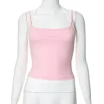 Summer new contrast color false two-piece halter backless small top. Stay cool and stylish with this perfect summer top — photo 2