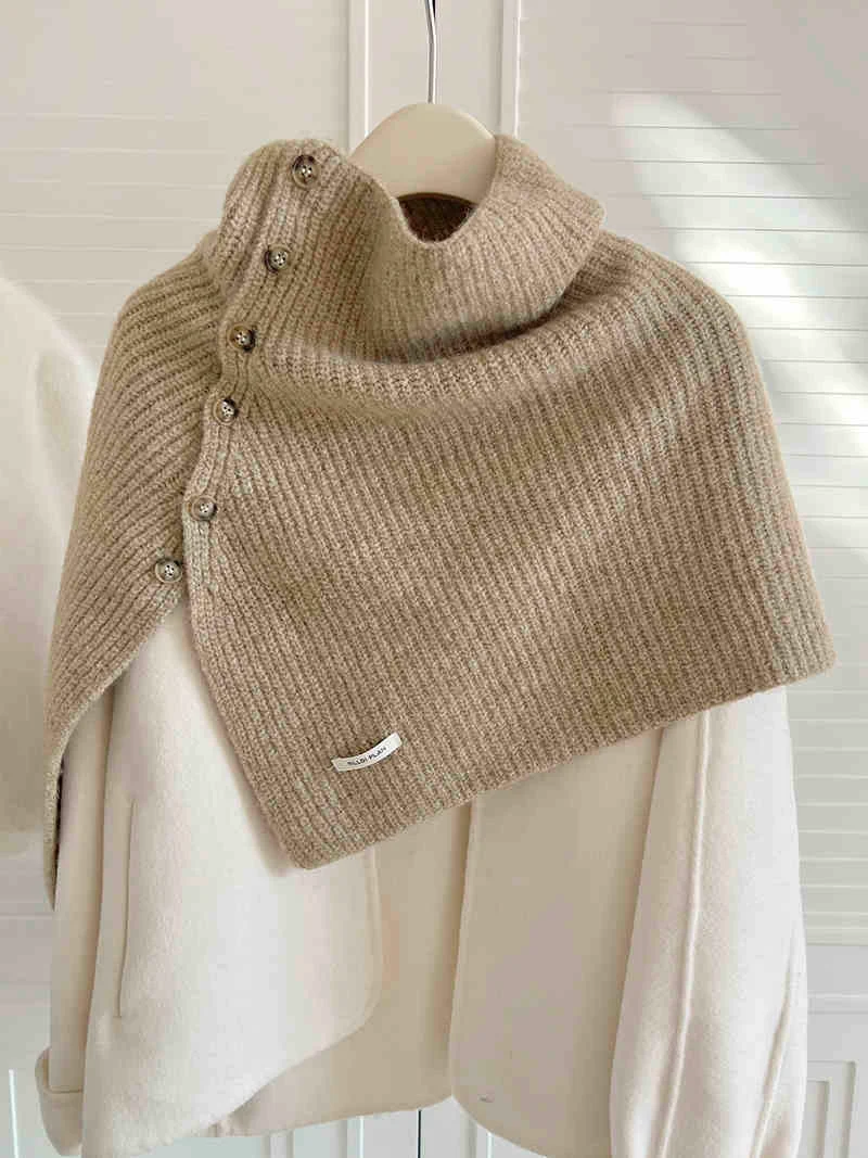Title 4, Wool Shawl High Collar Warm Knitted Cape