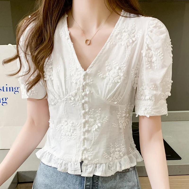 Camicia piccola a vita alta con cintura corta e colletto a V stile occidentale — foto 8