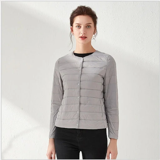 Title 4, Short Round Neck White Duck Down Korean Style F...