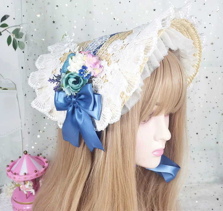 Title 15, Elegant Pastoral Lace Hair Ornament With Bow Ha...