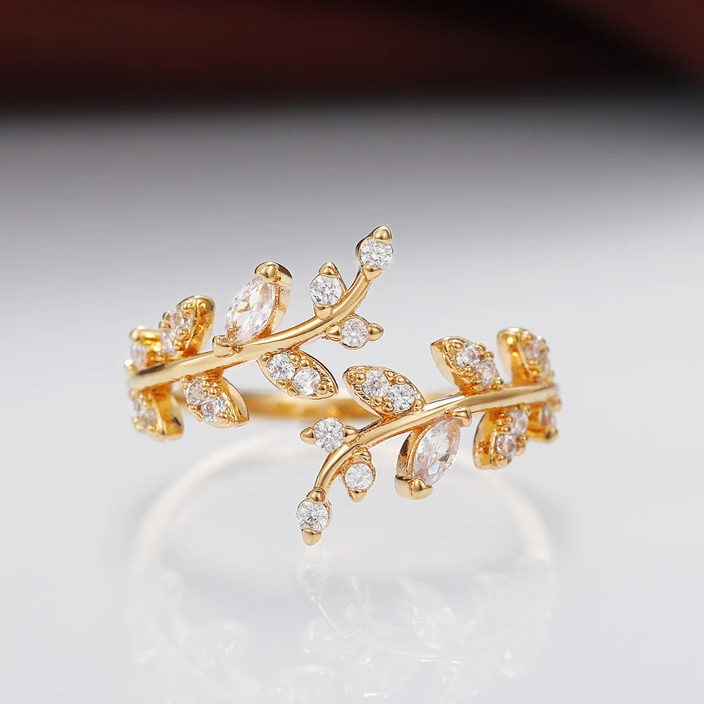 Anel de Folha Feminino Ajustável e Charmoso Design Delicado Acessório de Moda Joia Elegante para Mulheres Presente Sofisticado e Versátil — foto 4