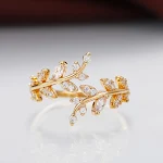 Anel de Folha Feminino Ajustável e Charmoso Design Delicado Acessório de Moda Joia Elegante para Mulheres Presente Sofisticado e Versátil — foto 4