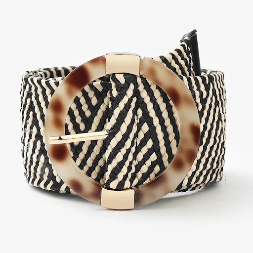 Title 1, Straw Woven Belt Boho Plastic Buckle Trim
