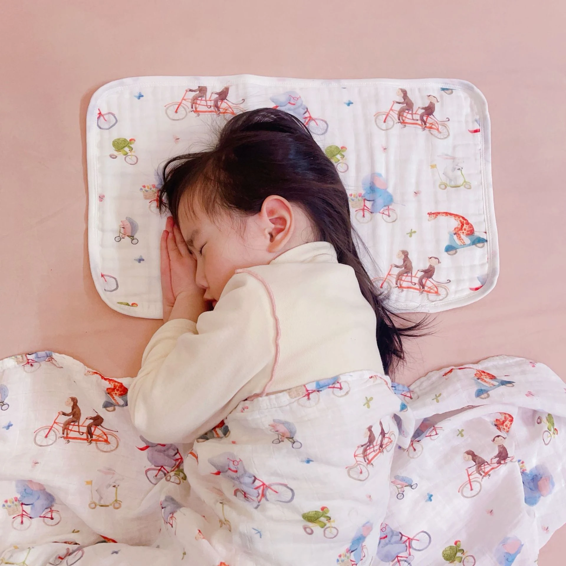 Creative Printed Double-layer Newborn Gauze Scarf. Soft, breathable, and perfect for swaddling and protecting your preci — photo 6