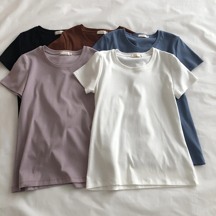 Title 3, Slim Slim Stretch Algodão Redondo Gola Mangas C...
