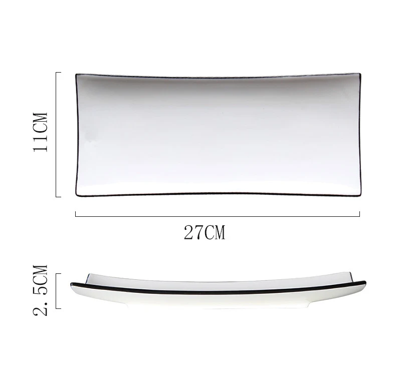 Title 3, Japanese Rectangular Sushi Plate Simple Ceramic...