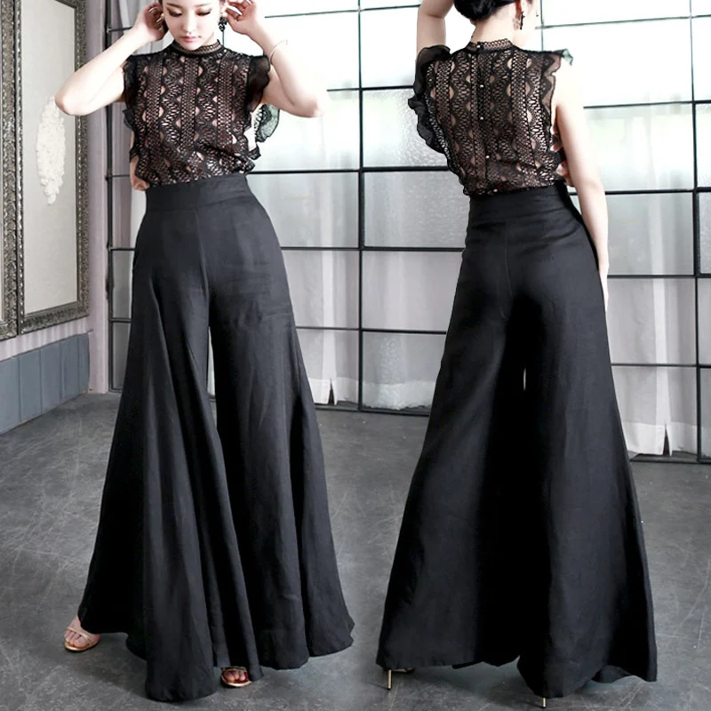 Hemp yarn wide-leg pants for women, offering comfort and sustainable style, perfect for casual wear and travel. — photo 1