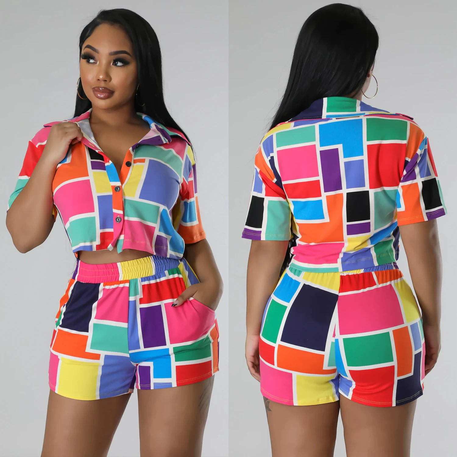 Conjunto de duas peças feminino estampado para casa, moda e conforto. Perfeito para relaxar em casa com estilo, aproveitando o design. — foto 6