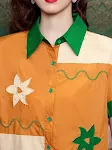 Camiseta de manga corta con solapas de contraste retro francés Elegancia vintage para un look chic y fresco Perfecto para el verano Comodidad y estilo combinados — foto 4