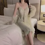 New Long Ice Silk Pajamas With Chest Pad — photo 9
