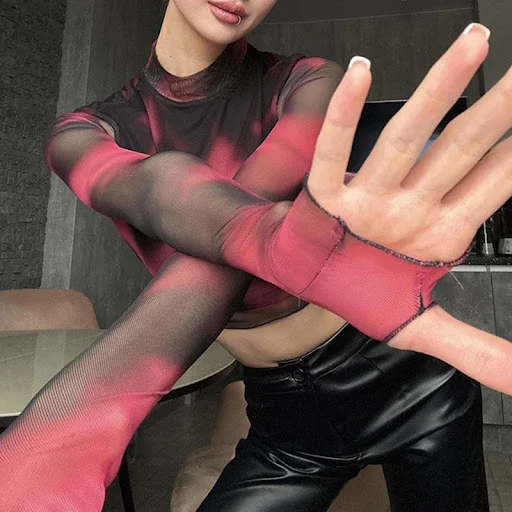 Title 2, Hot Girl Slim Half Turtleneck Blooming Sleeves ...