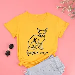 Manica corta da strada da donna con motivo gatto senza peli — foto 7