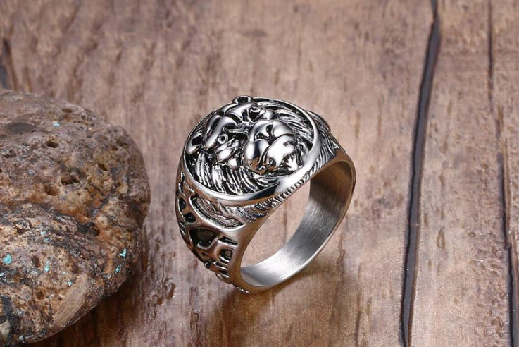 Anello vintage in acciaio inossidabile con testa di tigre e leone, un accessorio audace e resistente per un look senza tempo. — foto 3