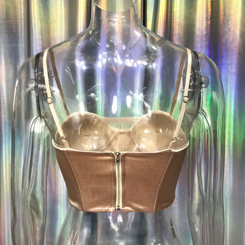 Sutiã feminino de malha espinha de peixe com strass, pequeno top com alças, perfeito para um visual fashion e sensual, realçando o corpo. — foto 7