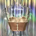 Sutiã feminino de malha espinha de peixe com strass, pequeno top com alças, perfeito para um visual fashion e sensual, realçando o corpo. — foto 7