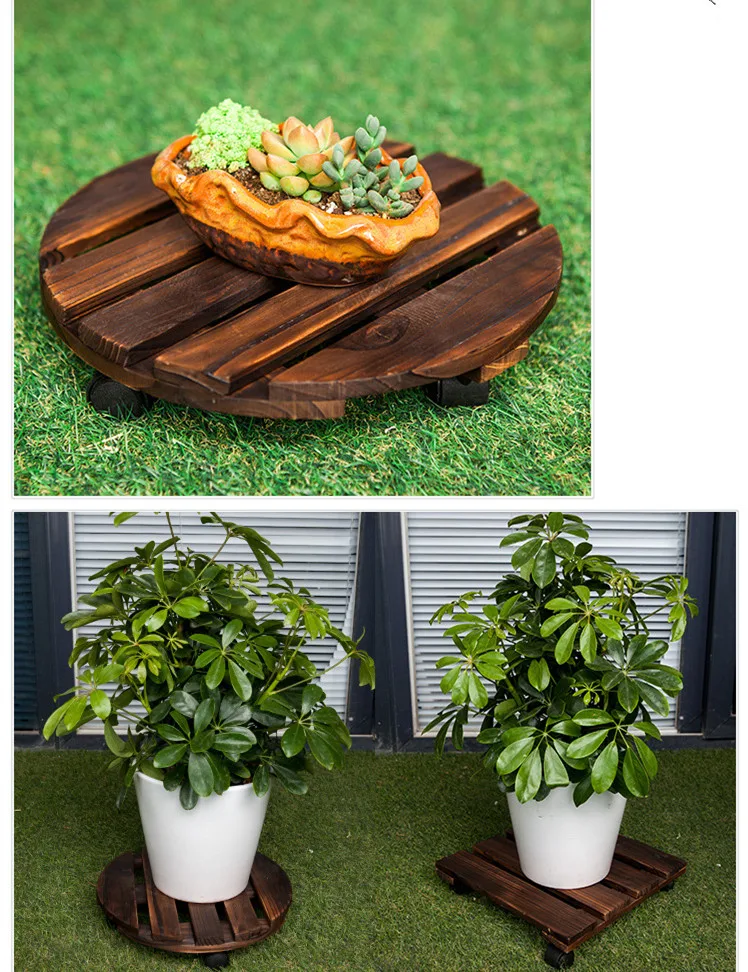 Title 4, Runde, karbonisierte Holz-Blumentopf-Unterlage ...
