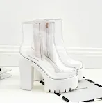 Botas de salto alto plataforma à prova d'água com filme transparente e salto grosso, coloridas para moda e proteção. — foto 10