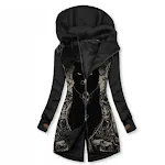 Jaqueta com capuz solta casual de manga longa estampada, perfeita para um visual descontraído e confortável. Ideal para o dia a dia e momentos de lazer. — foto 4