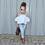 Jeans jumpsuit met rechte halslijn en off-shoulder look voor een moeiteloze, moderne stijl. Geniet van comfort en een trendy uitstraling. — foto 4