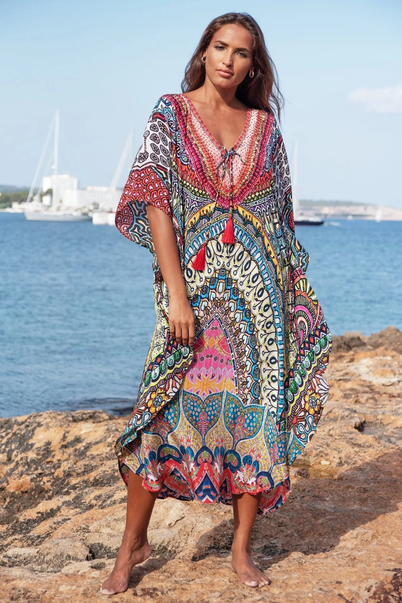 Title 8, Oversized loose plus size vacation dress, bikin...