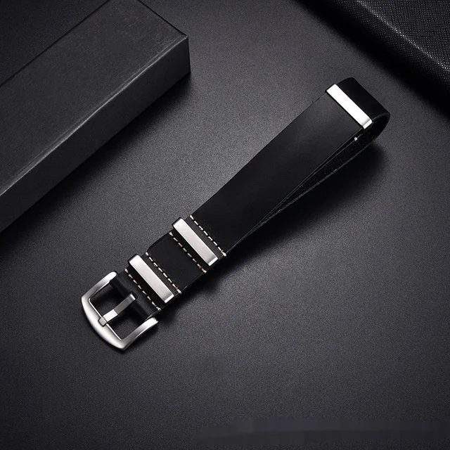 Pulseira de relógio retrô em couro bovino de camada superior. Conforto, durabilidade e estilo clássico para um visual elegante e atemporal em seu pulso. — foto 4