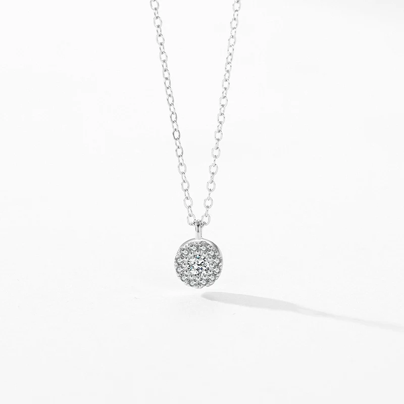 Colar com pingente redondo em prata esterlina S925 para mulheres, estilo japonês e coreano, finamente incrustado, elegante e charmoso. — foto 5