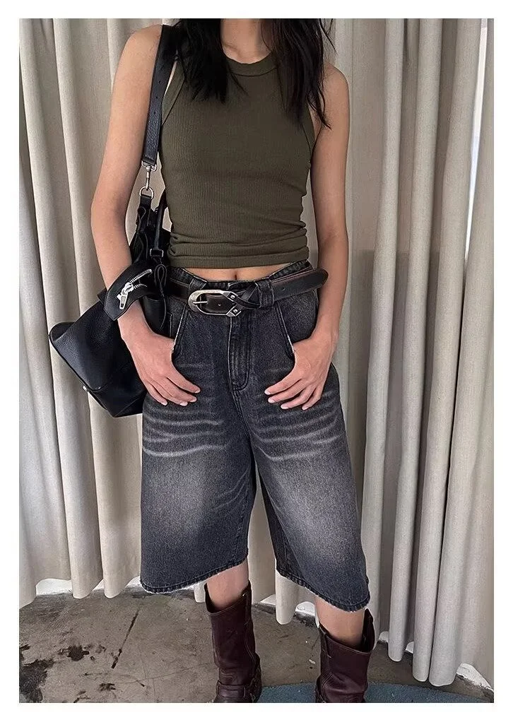 Title 10, Hip Hop Ins Male Letter Denim Shorts