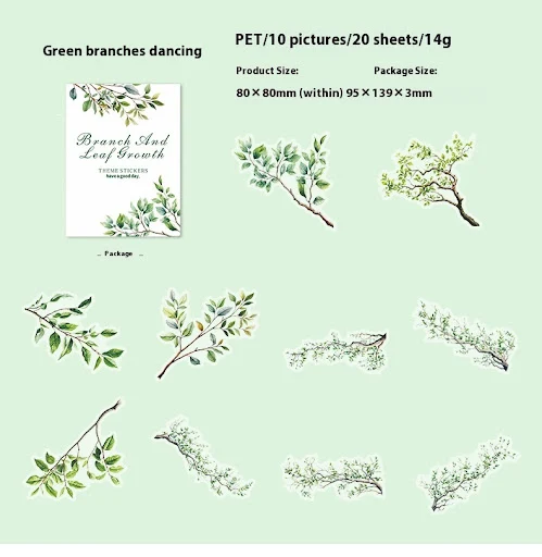 Title 15, Leaves Theme Hand Account DIY Decorative Sticke...