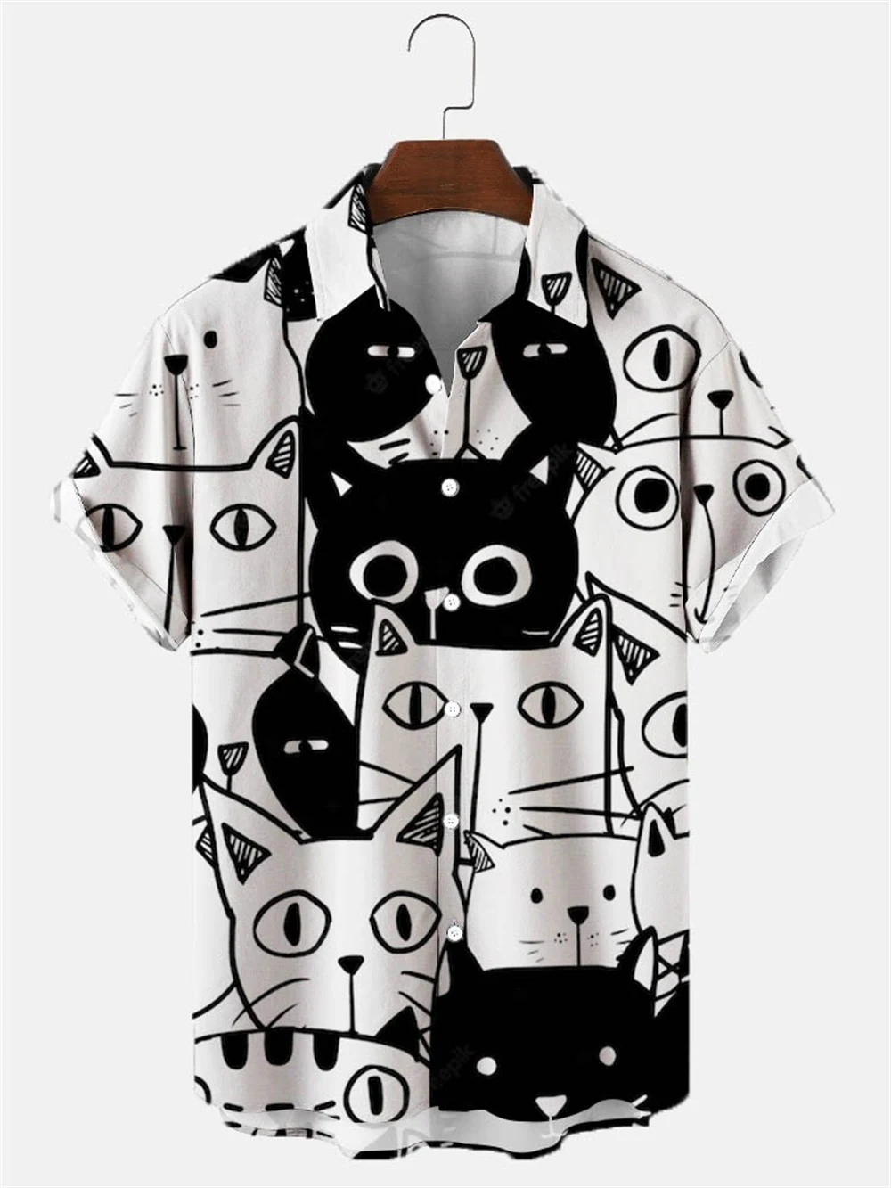 Camisa masculina de verão com estampa, manga curta e tamanho grande. Ideal para um visual despojado, fresco e confortável sob o sol. — foto 4