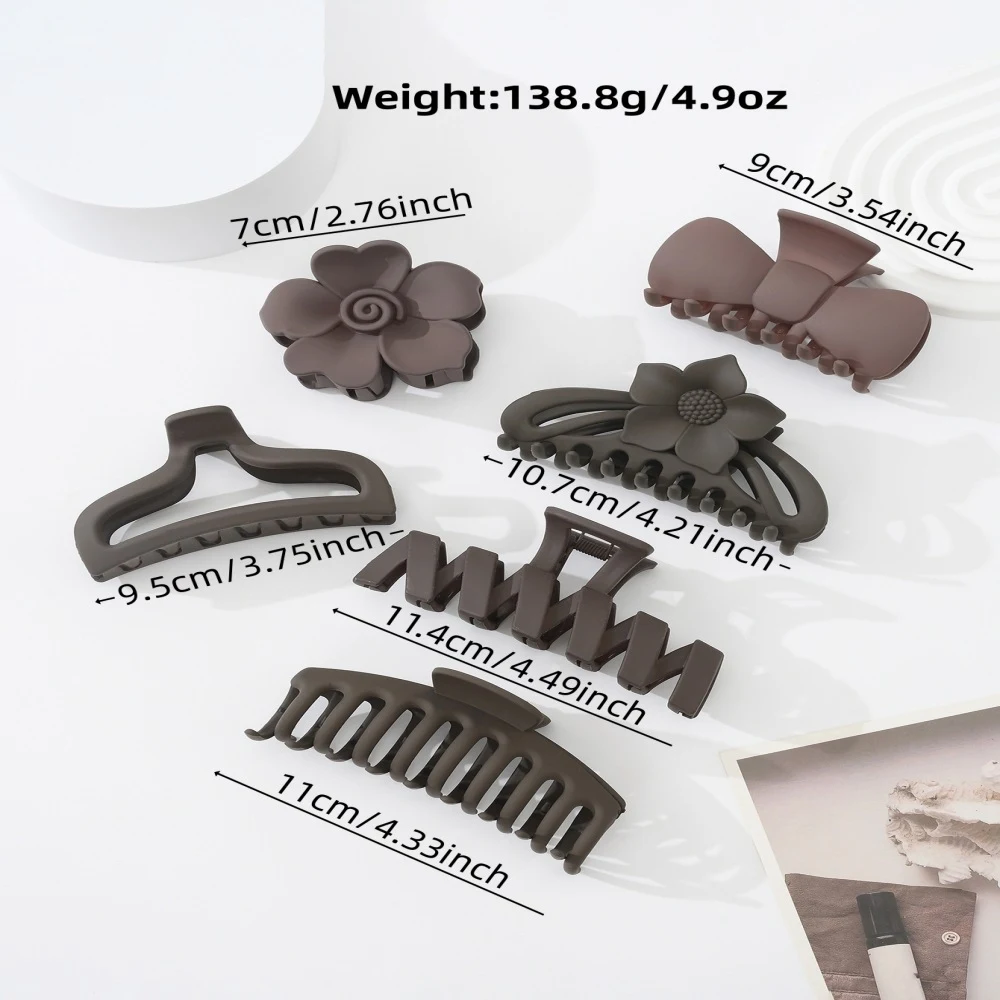 Presilha de cabelo feminina cor café escuro, clip de mandíbula, temperamento puro, cor sólida, acessório elegante e prático para penteados. — foto 9