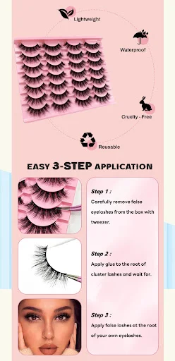 Title 2, False Eyelashes 14 Pairs Natural Simulation Thi...