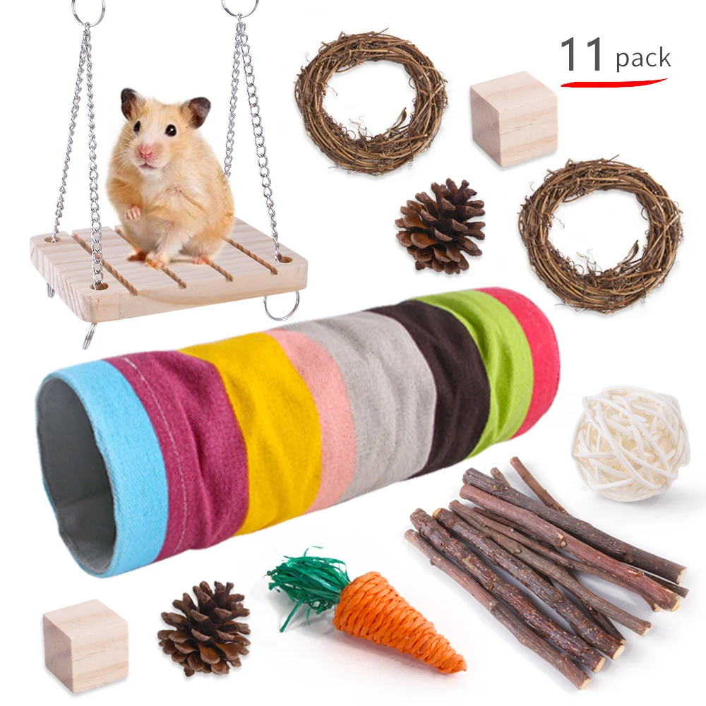 Pet Rabbit Guinea Pig Parrot Playing Molar Wooden Supplies Combination – Natural Chew Toys for Dental Health and Enterta — photo 33