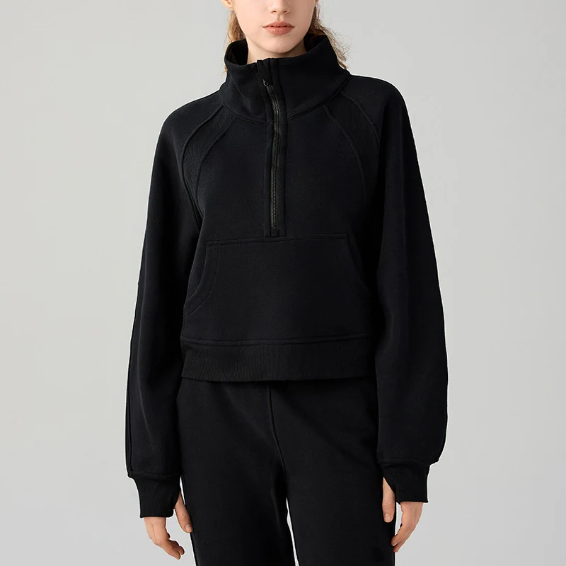 Dames fleece trui met hoge kraag en halve rits, casual warm vest, perfect voor vrije tijd en ontspanning. — foto 24