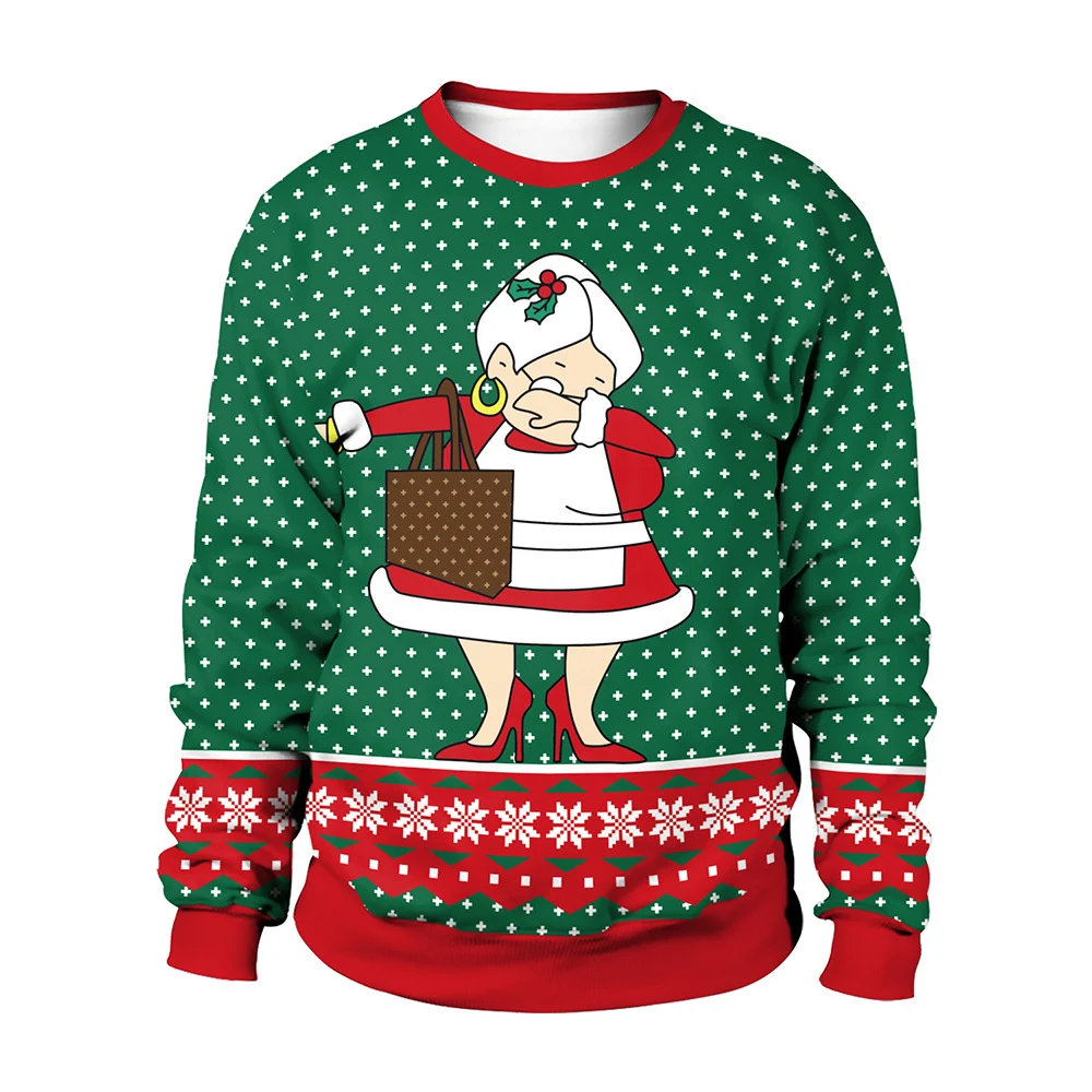 Digital bedruckter Weihnachtspullover Rundhals Paar-Sweater Damen Fabrik Großhandel Festliche Wärme für Paare — foto 6