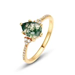 Anel de prata S925 com ágata de plantas aquáticas musgo verde, um toque natural e sofisticado que complementa seu estilo e celebra a beleza da natureza. — foto 14