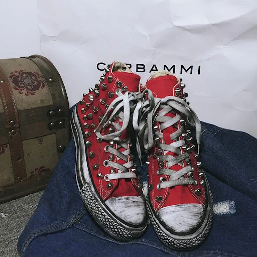 Title 4, High-top distressed rivet shoes casual all-matc...