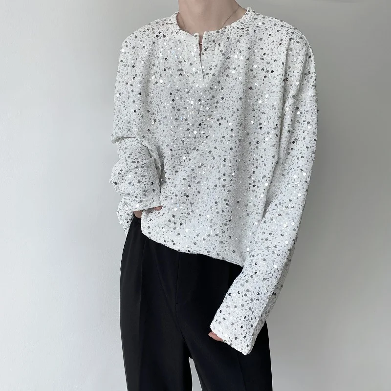 Title 2, Camiseta masculina com lantejoulas completas e ...