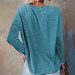 Camiseta feminina de manga comprida árvore de natal estampada gola redonda solta casual — foto 10