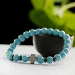 Pulseira Personalizada com Contas de Madeira e Cruz de Aço, um presente especial. Design único e elegante, perfeito para qualquer ocasião. — foto 10