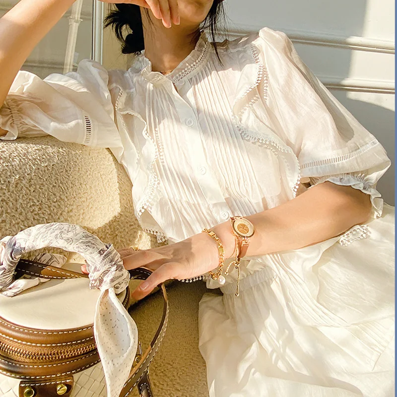 Women's Tencel Shirt With Puff Sleeve Design — photo 1