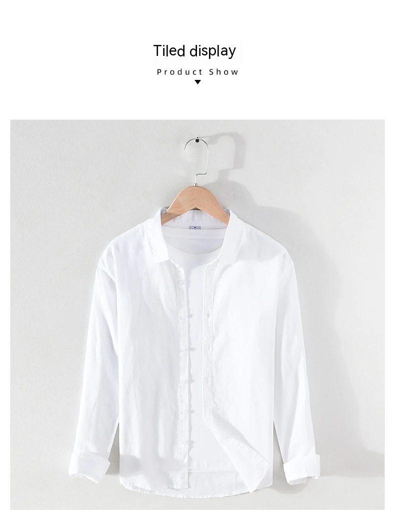 Title 5, Mens Linen White Long-sleeved Shirt Spring Sum...