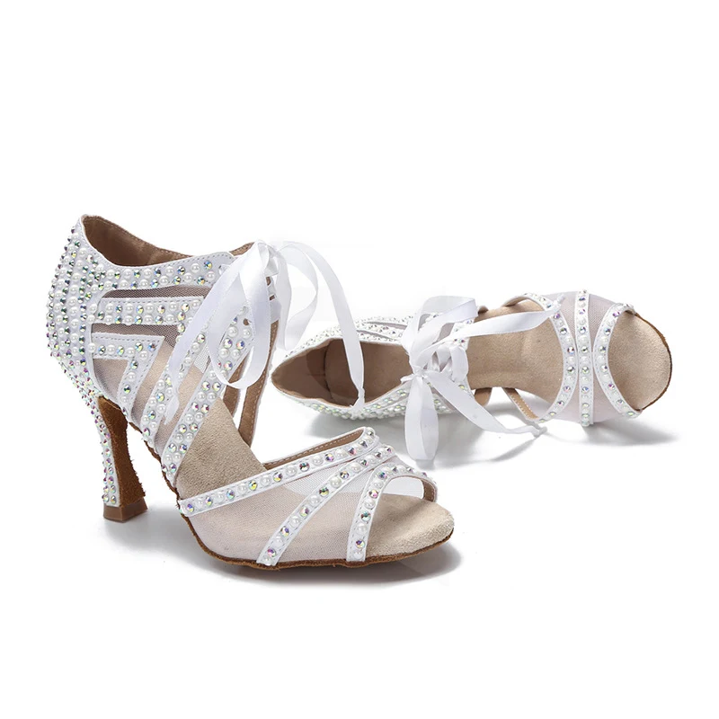 Dames Latin dansschoenen met veters en mesh, ademend en comfortabel, perfect voor soepele en stijlvolle bewegingen op de dansvloer. — foto 1
