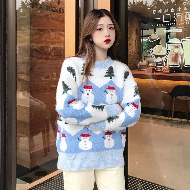 Suéter pulôver de boneco de neve com árvore de Natal — foto 3