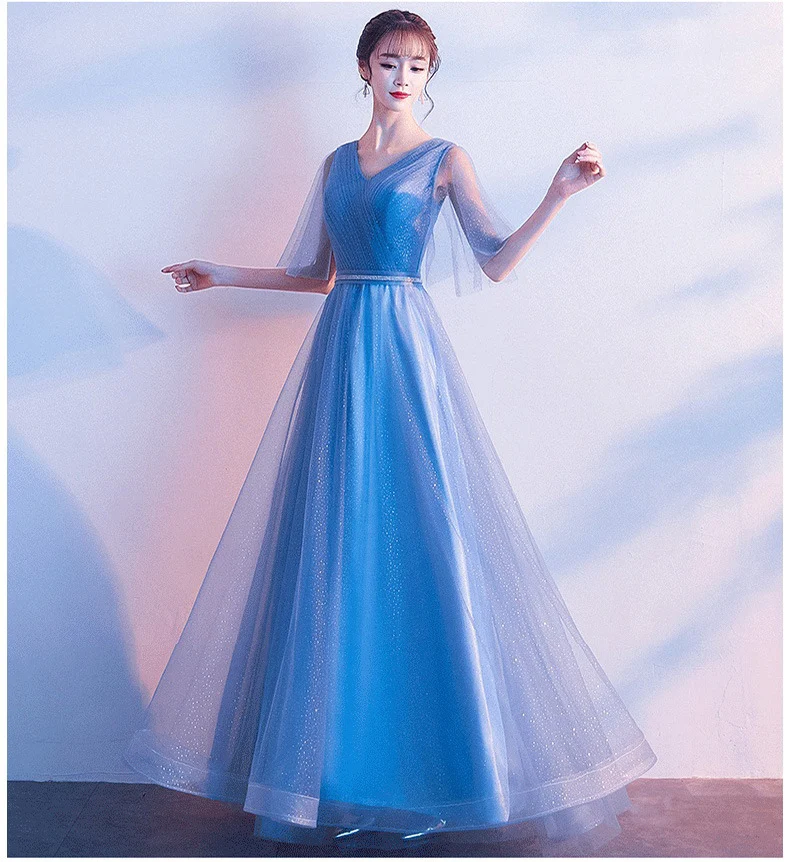 Title 9, Beauty-Emily Tulle V Neck Ruffle Evening Dress ...