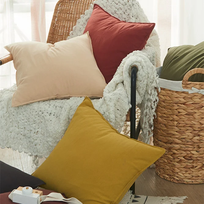 Retro Pure Color Washed Cotton Pillowcase offers soft, breathable comfort for restful sleep. Add a touch of vintage styl — photo 4